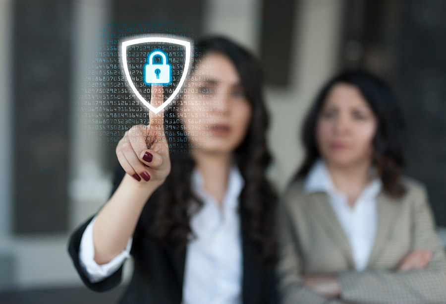 woman security lock graphic