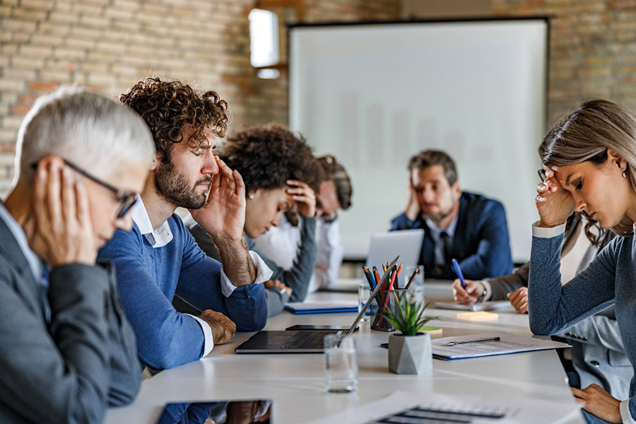 team worried with issues during meeting