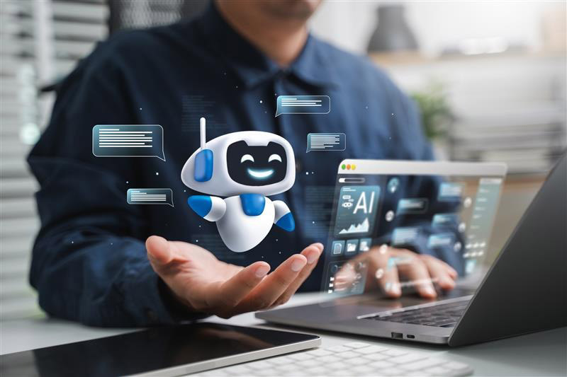 AI technology bot with computer